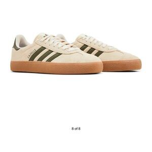 Adidas Cream and Green Sneakers Classic Suede Design
